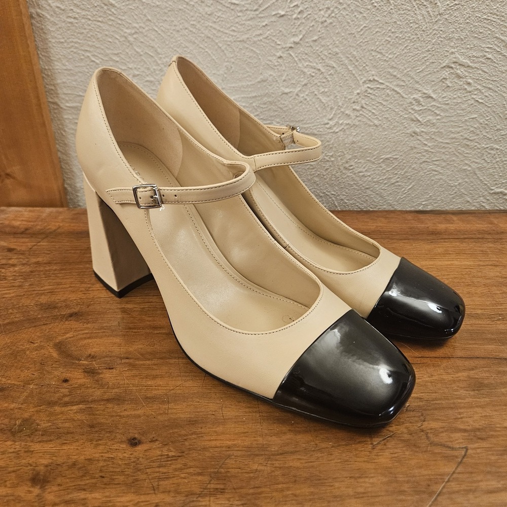 Marc Fisher Charine Square Toe Block Heel Dress Pumps Light Natural Size 11